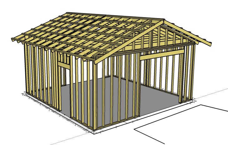 3D framing design of a workshop building